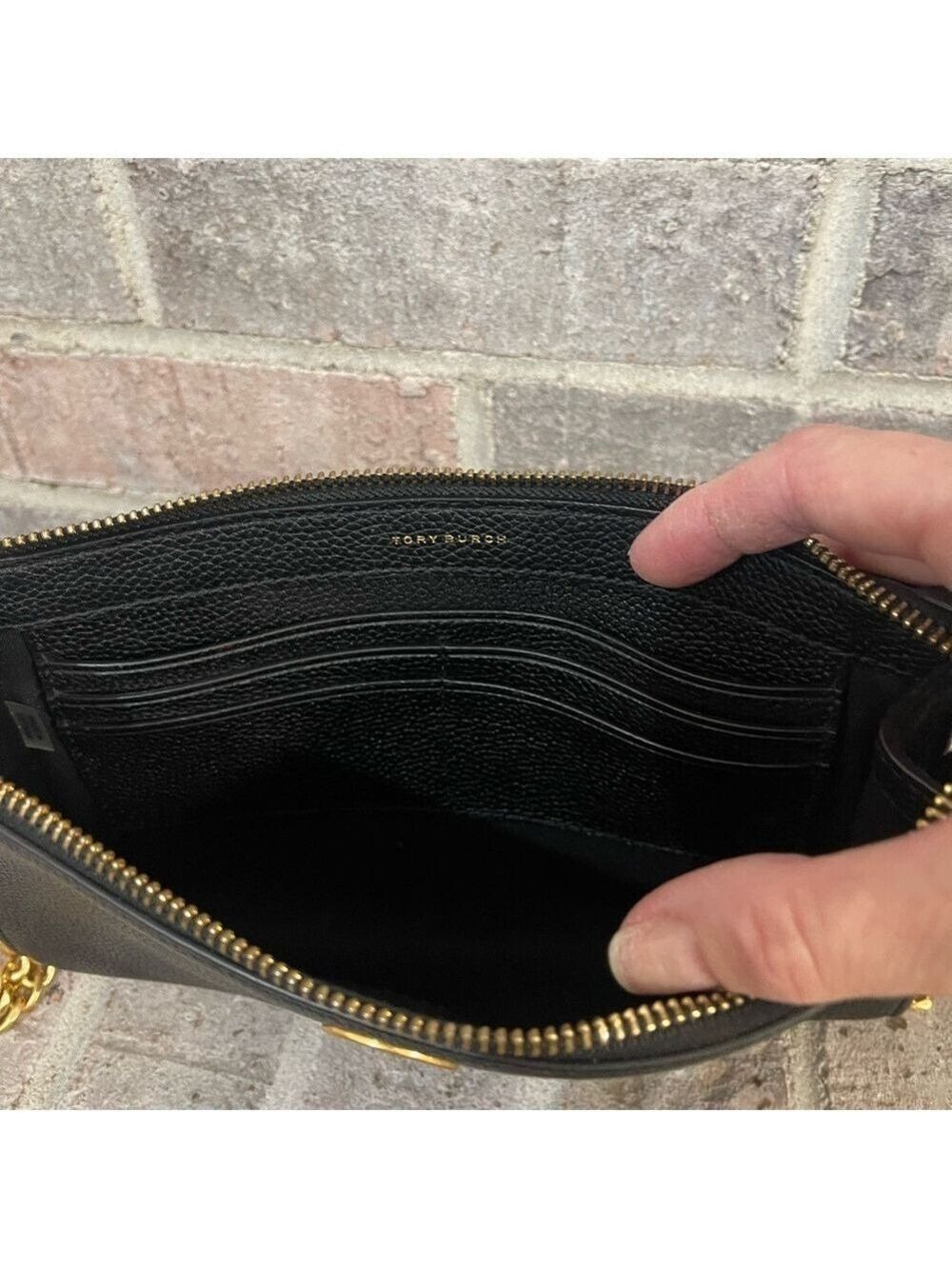 Tory Burch Black Crossbody Bag with Gold Logo - Picture 7 of 14
